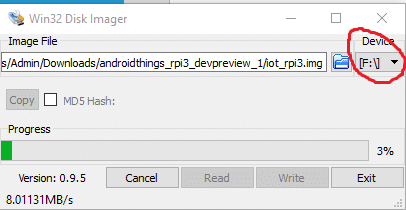 win32 disk imager writing to flash drive